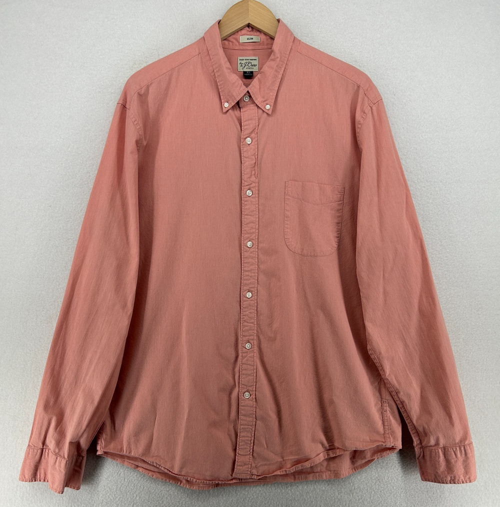 J.CREW Shirt Mens XL Secret Wash Slim Stretch Button Up Long Sleeve Cotton Pink